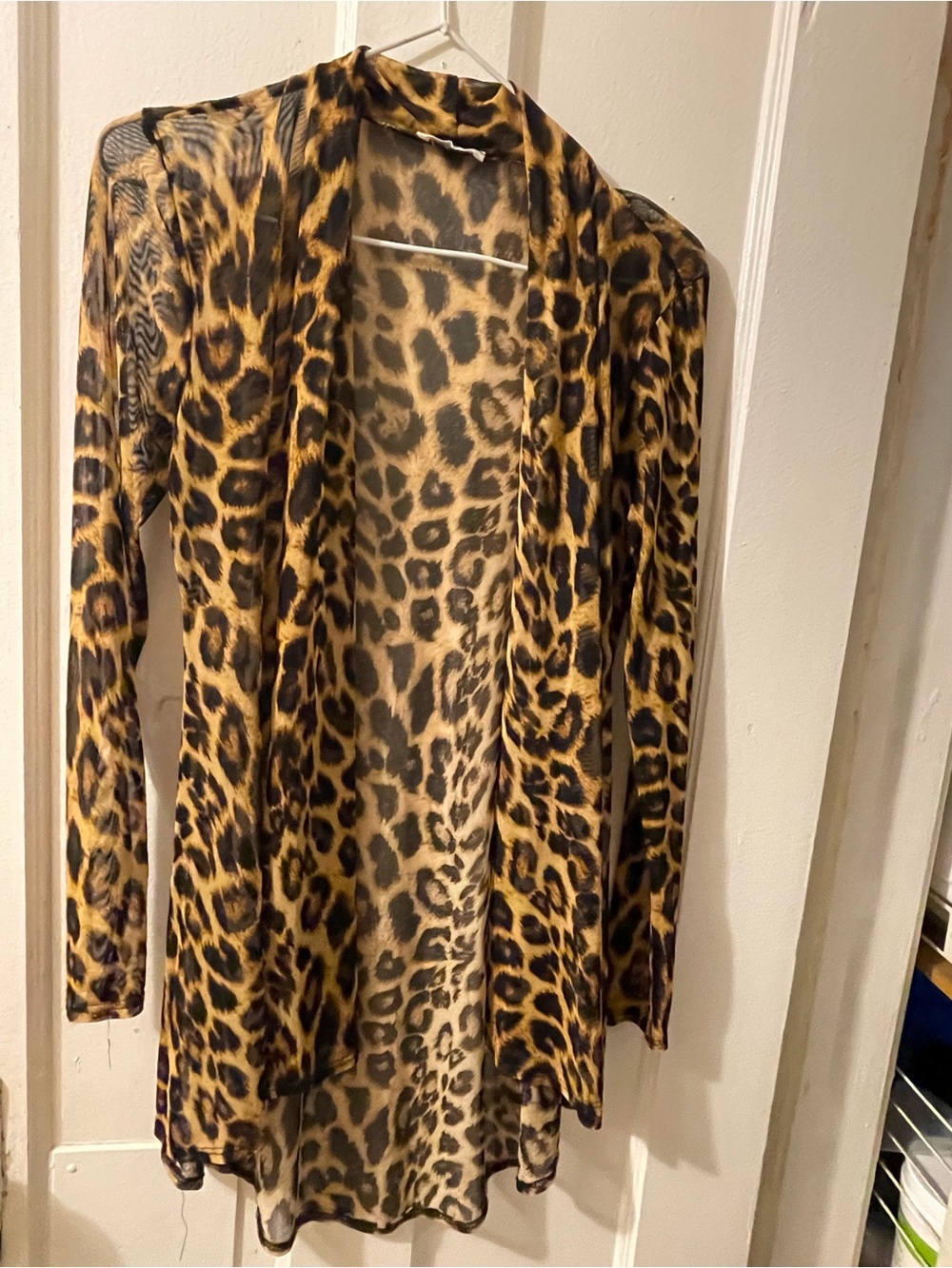 Charlotte Russe Leopard Print Sheer Cardigan - Brown & Black